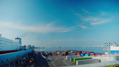 Summer Kobe Port and Ferry Terminal 4K Cinematic Stock Footage