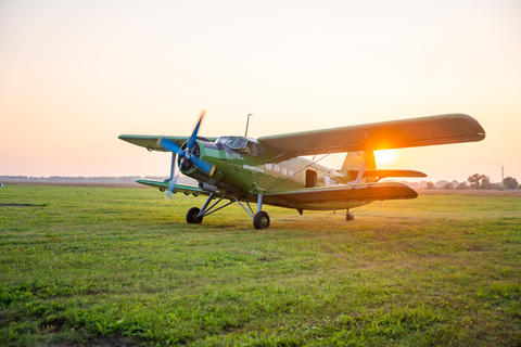 Kemerovo, Russia - August 16, 2026: Antonov An-2 aircraft stands at airfield