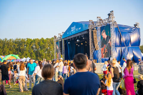 Kemerovo, Russia - August 16, 2026: Crowd attends Nebo Fest, annual multisport