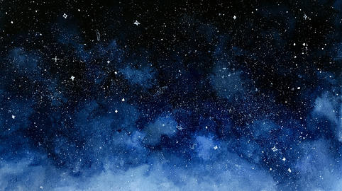 Cosmic Night Sky Watercolor Painting with Stars and Nebula