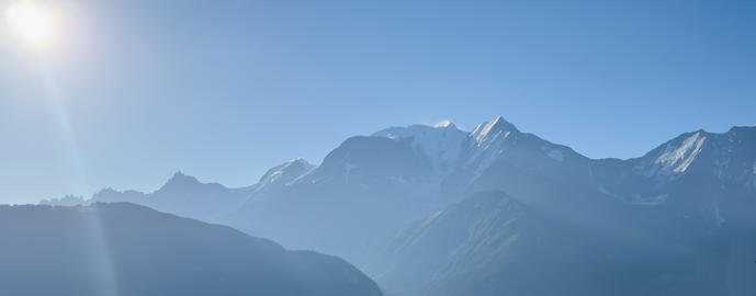 Snowy peak of Montblanc mountain