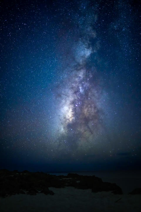 Vertical Milky Way above the coast of Miyakojima, Japan