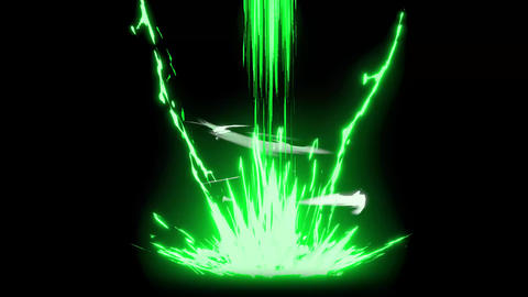 A wave of green energy rising from the ground