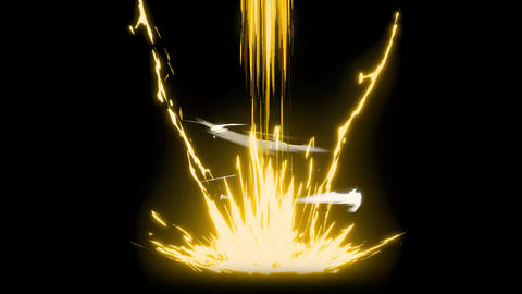 A yellow wave of energy rising from the ground