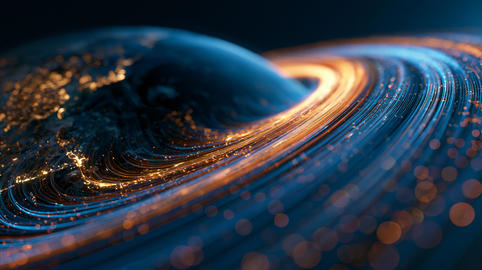 Futuristic Earth Surrounded by Glowing Global Communication Data Rings