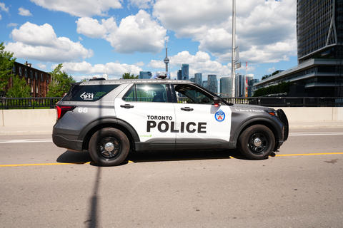 Toronto, Canada - June 23, 2026: Toronto Police car on downtown city street with