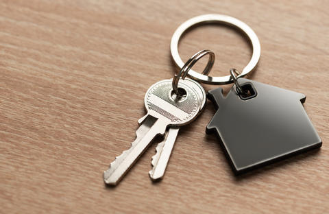House keys with keychain representing new home ownership