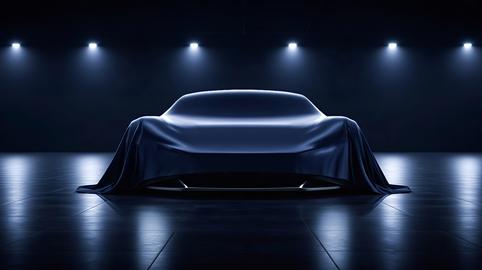 New luxury sports car concept under cover unveiling