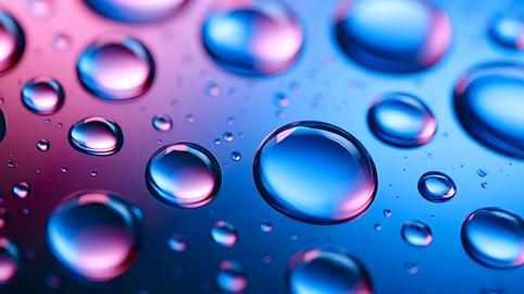 Water drops creating abstract colorful surface reflections