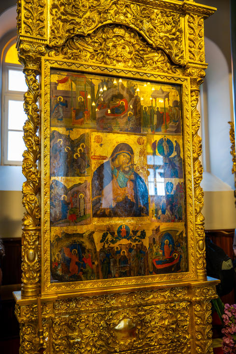Heybeliada, Turkey - August 28, 2026: Orthodox Christian icon with intricate