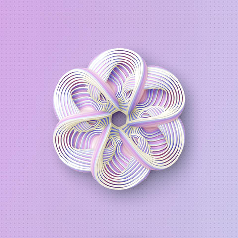 Pastel Purple 3D Ribbon Flower Geometric Design