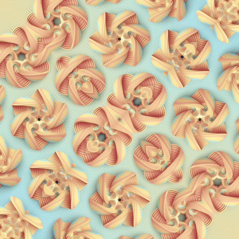 Warm 3D Layered Geometric Abstract Floral Pattern