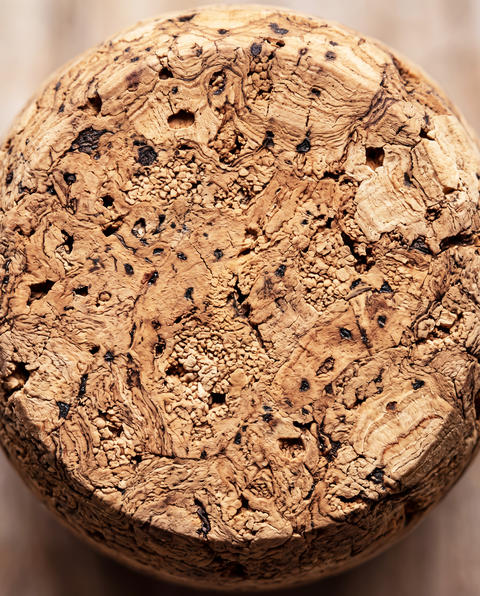 Close-up of a cork stopper, a sustainable resource