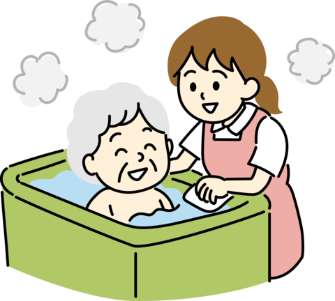 png/A female caregiver caring for an elderly person
