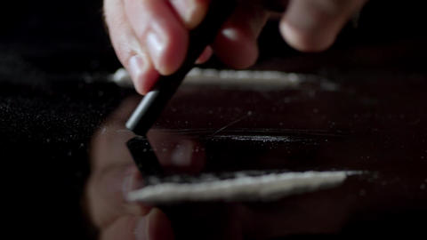 Cocaine Line Being Snorted With Straw