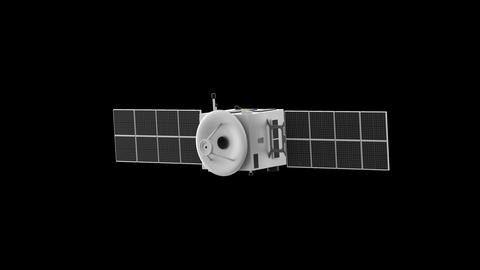 Stylized loopable animation of a satellite moving up and down and sending a signal