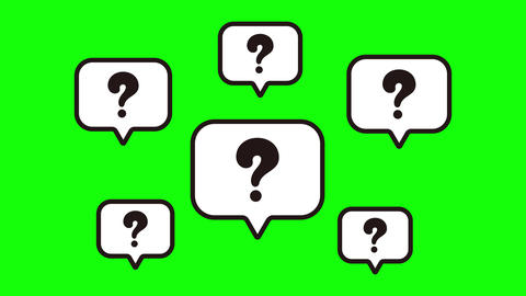 An animation featuring numerous speech bubbles containing question marks