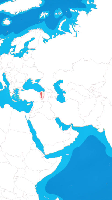 Vertical 3D globe zooming into Diyarbakir city location pin concept