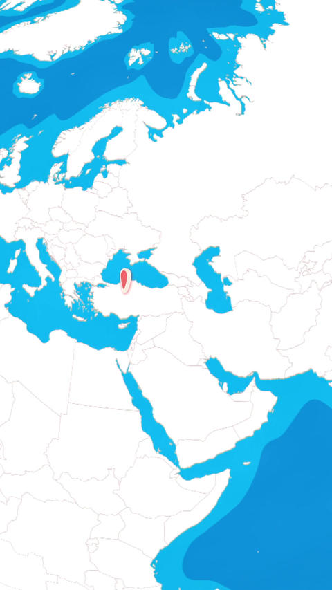 Vertical 3D globe zooming into Ankara city location pin concept