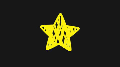 A hand-drawn doodle star with dynamic scribbles sways, scribble style loop animation