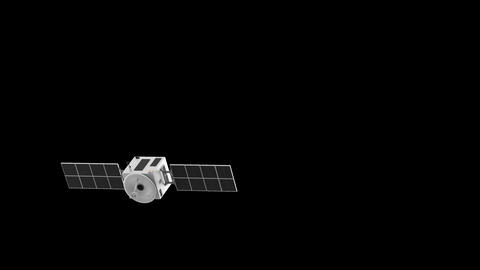 Stylized animation of a satellite moving in repetitive orbital movement
