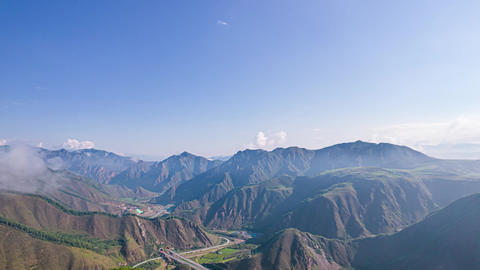 4K Gannan Natural Scenery Mountain Peaks and Meadows Aerial Time-lapse
