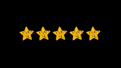 Five Scribble Stars Appearing One by One Dark Animation
