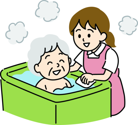 A female caregiver caring for an elderly person