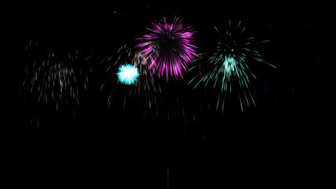 Colorful fireworks overlay loop, celebration multi-color fireworks display