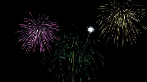 Grand festive fireworks display and pyrotechnics with rocket launches