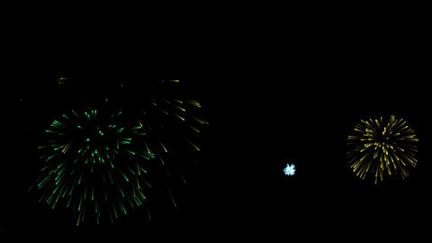 Grand finale fireworks celebration loop, glowing multi-color fireworks overlay
