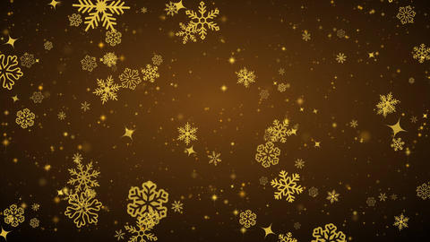 Winter Christmas video background with falling golden snowflakes
