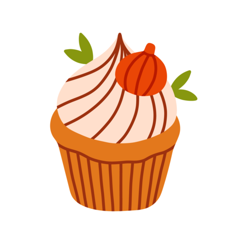 A flat vector illustration of a gourmet cupcake with whipped frosting, green