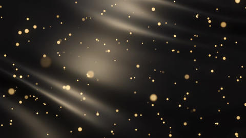 Golden Glitter Particles Flowing on Dark Silk Background for Luxury Events and Celebration