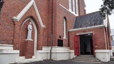shot of religious Christian or catholic chapel church for prayers and worshipers