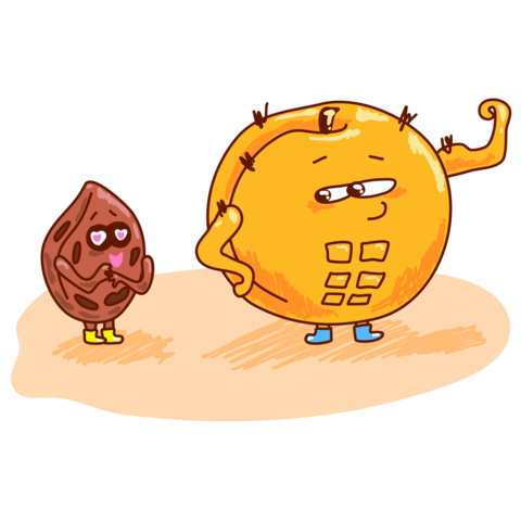Cute kawaii fruit mascots isolated on white background