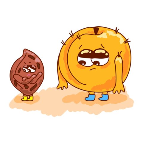 Cute Peach Pit Feeling Offended and Sad Peach Character