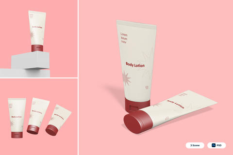 Body Lotion Tube Mockup