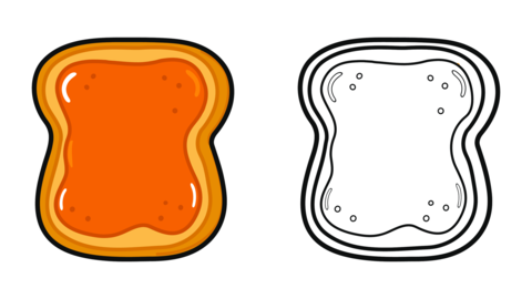 Peanut butter toast color and outline versions