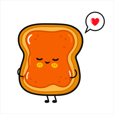 Cute peanut butter toast with heart bubble