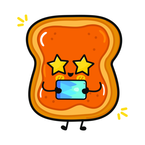 Cute peanut butter toast using smartphone