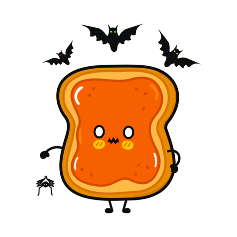 Halloween peanut butter toast with bats