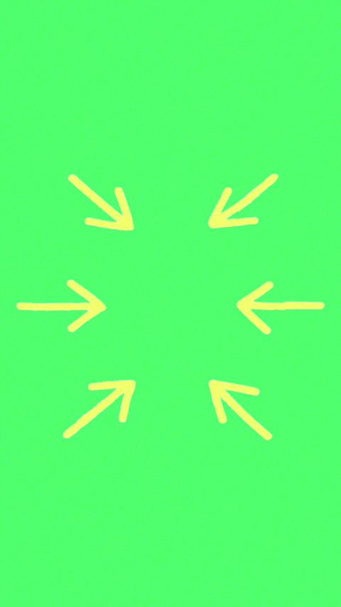 Animated Color Changing Hand Drawn Arrows Pointing to Center on Green Screen, Vertical Highlight