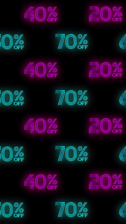 Black Friday Cyber Monday neon OFF discount pattern 4K loop vertical