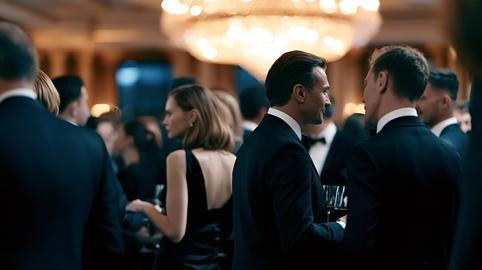 Guests mingling at elegant corporate gala event party