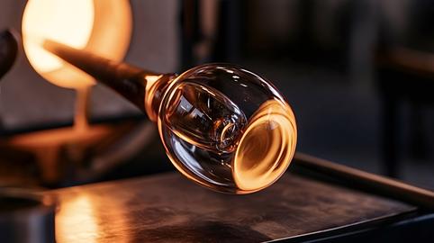 Hot molten glass forming a unique art piece