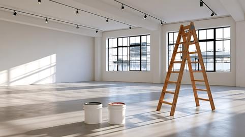 Empty loft space ready for painting and renovation