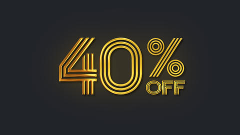 Golden 40 percent off discount art deco 4K loop alpha channel