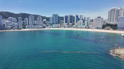 Aerial View of Busan Coastal Cliffs and Skyline