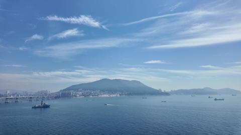 Aerial View of Yeongdo Island and Busan Harbor Bridge